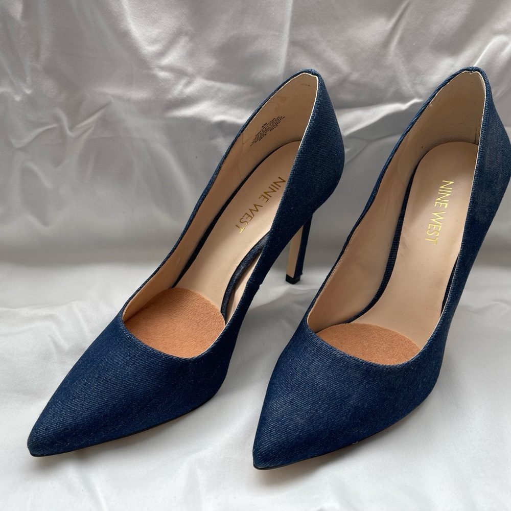Nine West Blue Suede Heels Elegant Pumps